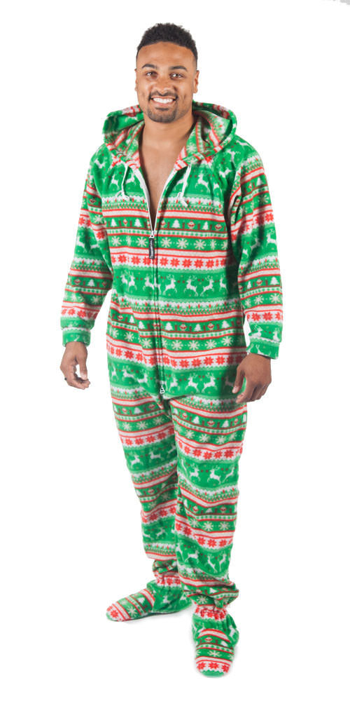 Green Reindeer Games Adult Onesies One Piece Sleepwear Onesie