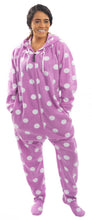 Load image into Gallery viewer, Purple Polka Dot Onesie - Detachable Feet
