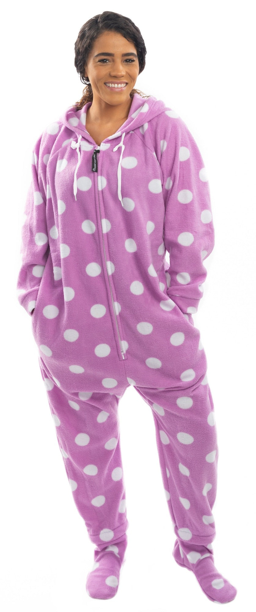 Purple Polka Dot Onesie - Detachable Feet