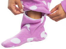 Load image into Gallery viewer, Purple Polka Dot Onesie - Detachable Feet
